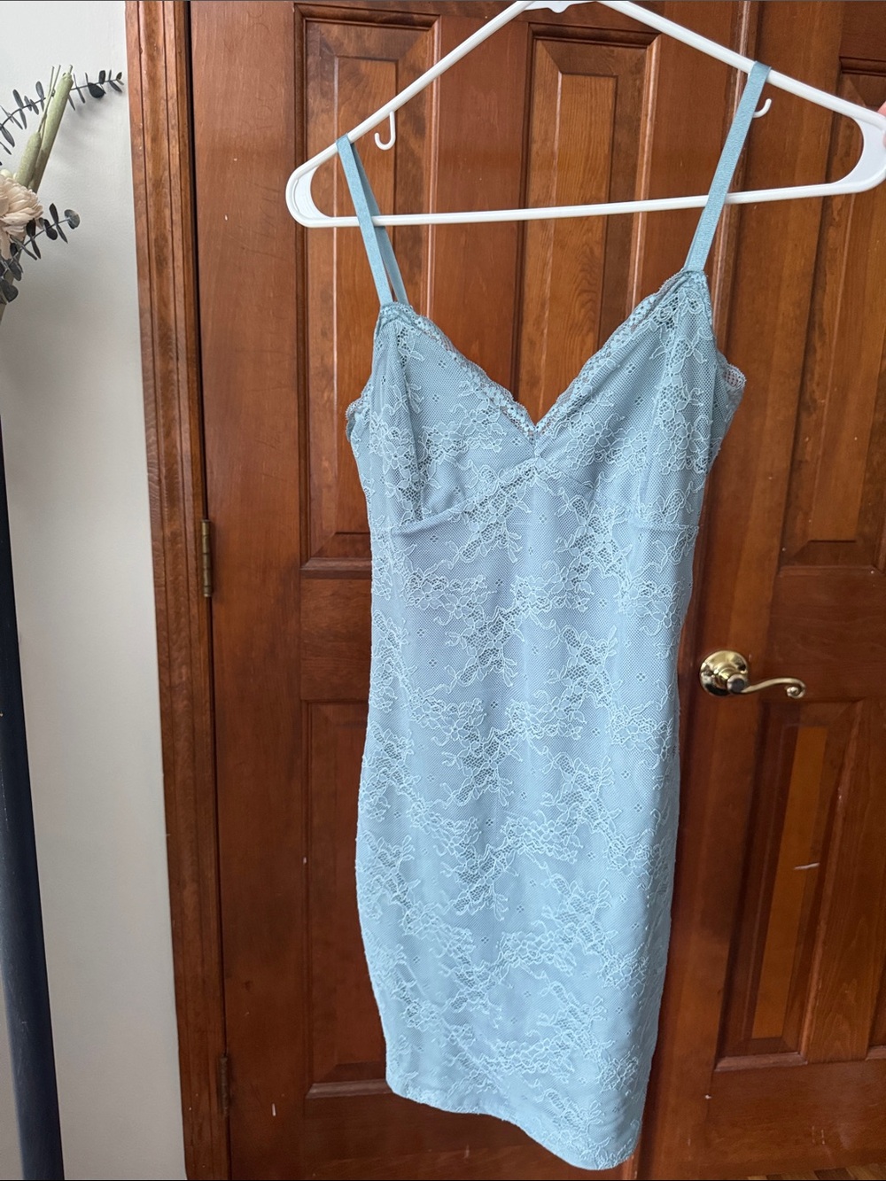 Garage Light Blue Lace Slip Dress with Spaghetti Straps